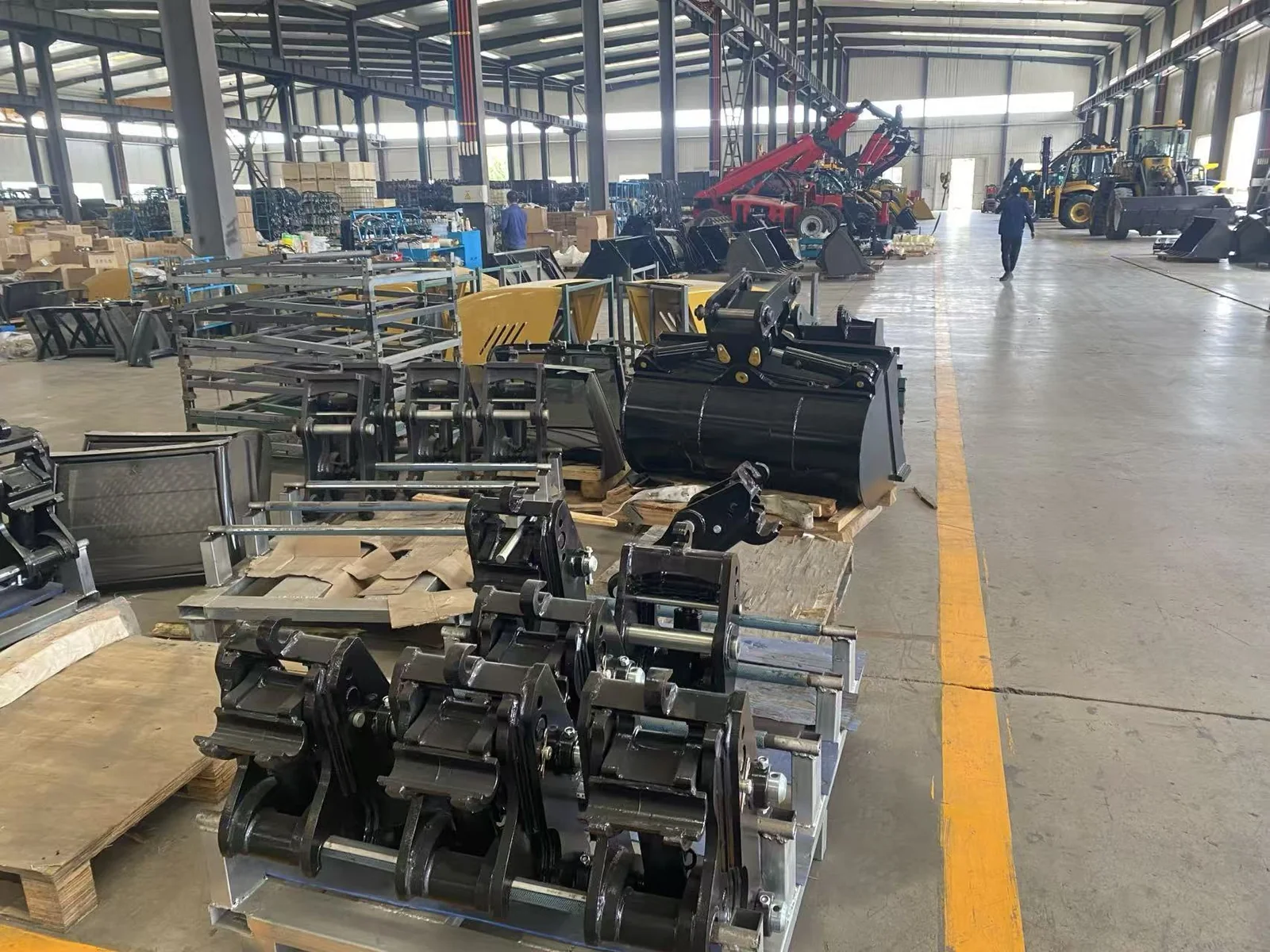 Machinery implements and shelving photographed in workshop